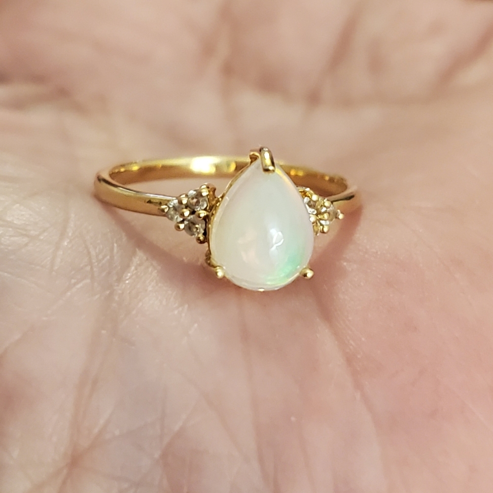 Sterling silver ionized with yg opal ring